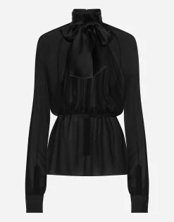 Chiffon pussy-bow blouse