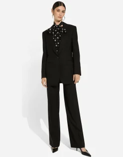 Chiffon pussy-bow blouse with polka-dot print