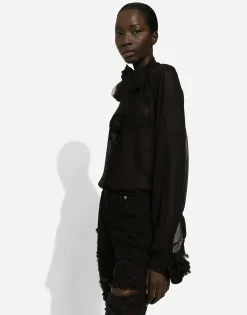 Chiffon pussy-bow shirt