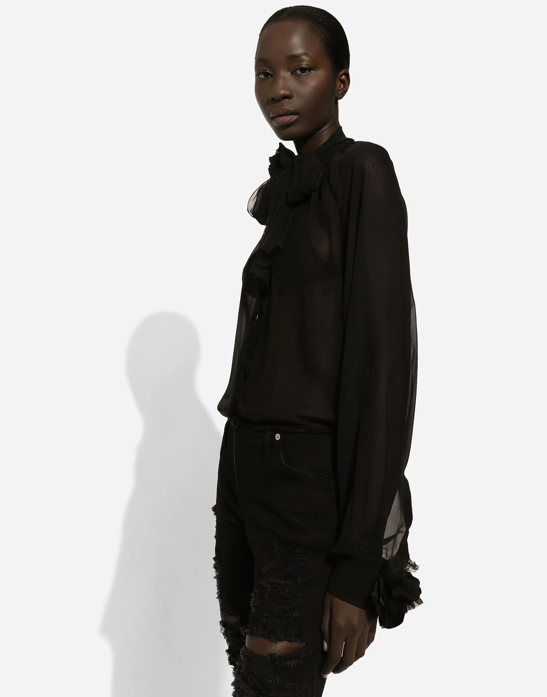 Chiffon pussy-bow shirt