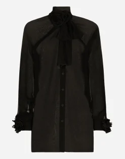 Chiffon shirt with flower details
