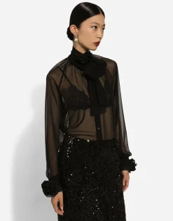 Chiffon shirt with flower details
