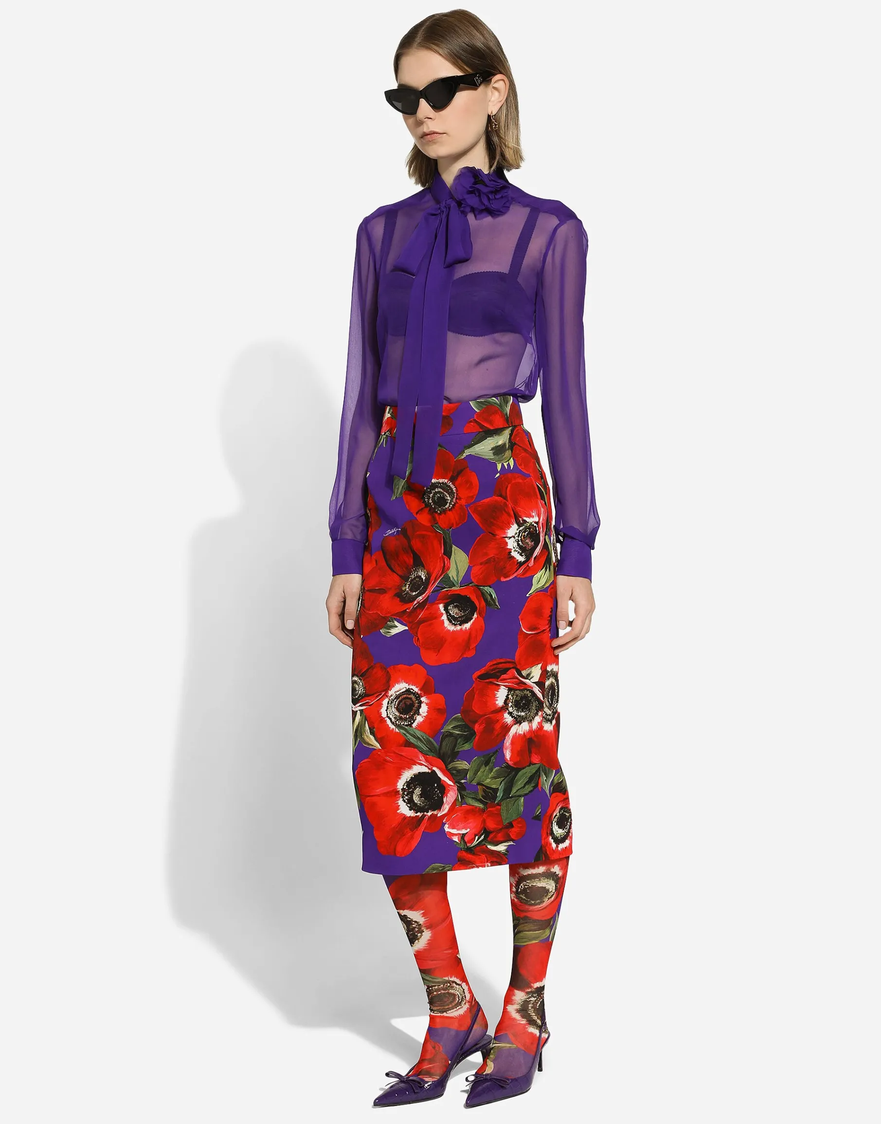Chiffon shirt with flower detail