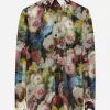 Chiffon shirt with nocturnal flower print