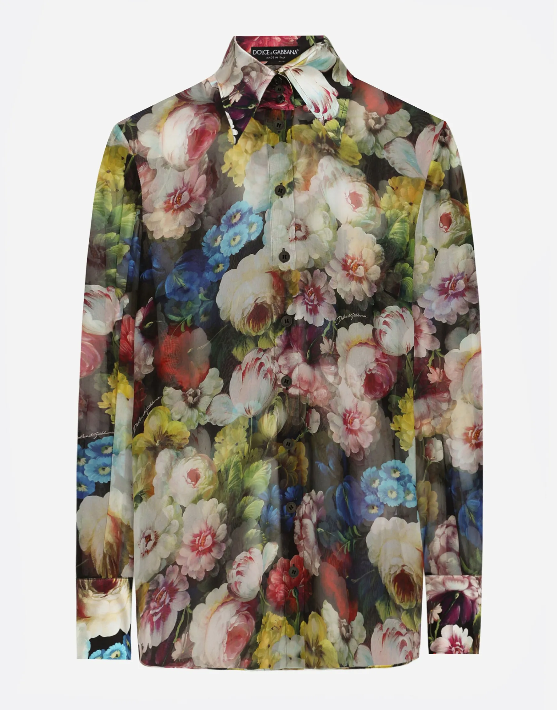 Chiffon shirt with nocturnal flower print