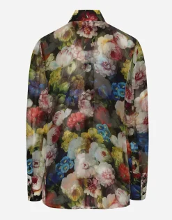 Chiffon shirt with nocturnal flower print