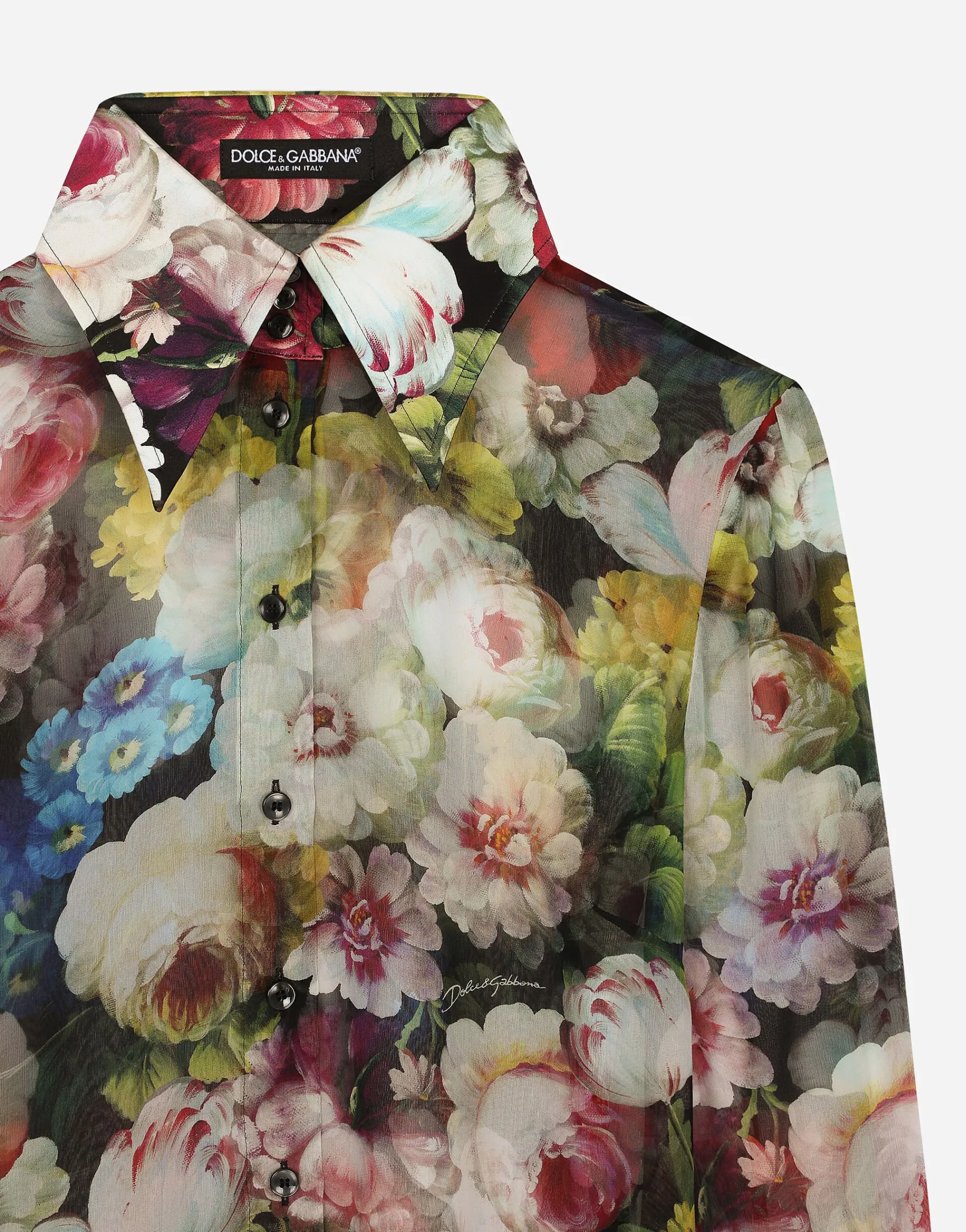 Chiffon shirt with nocturnal flower print