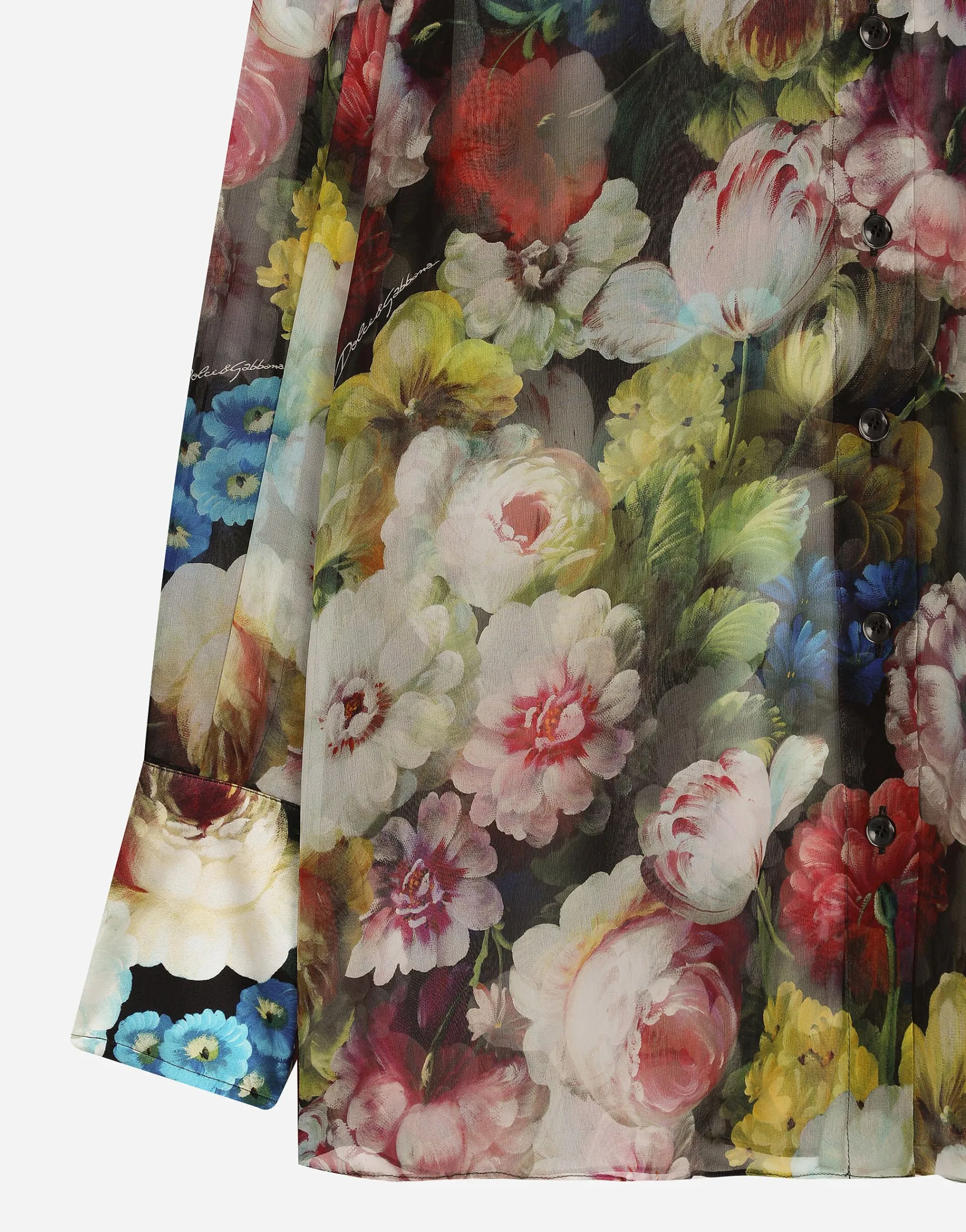 Chiffon shirt with nocturnal flower print