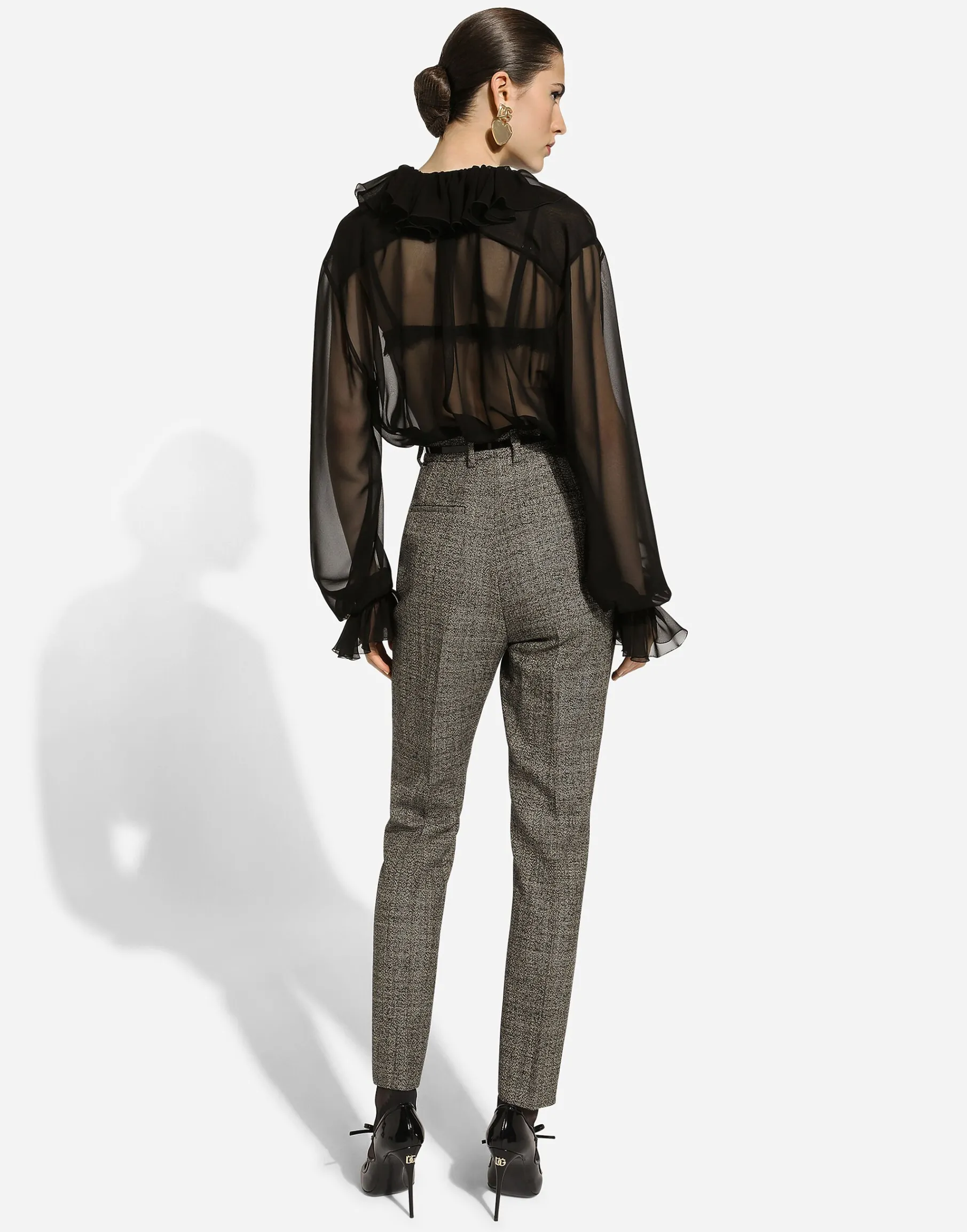 Chiffon shirt with ruches