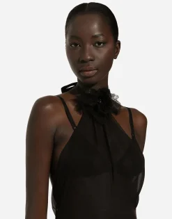 Chiffon top with flower on neck