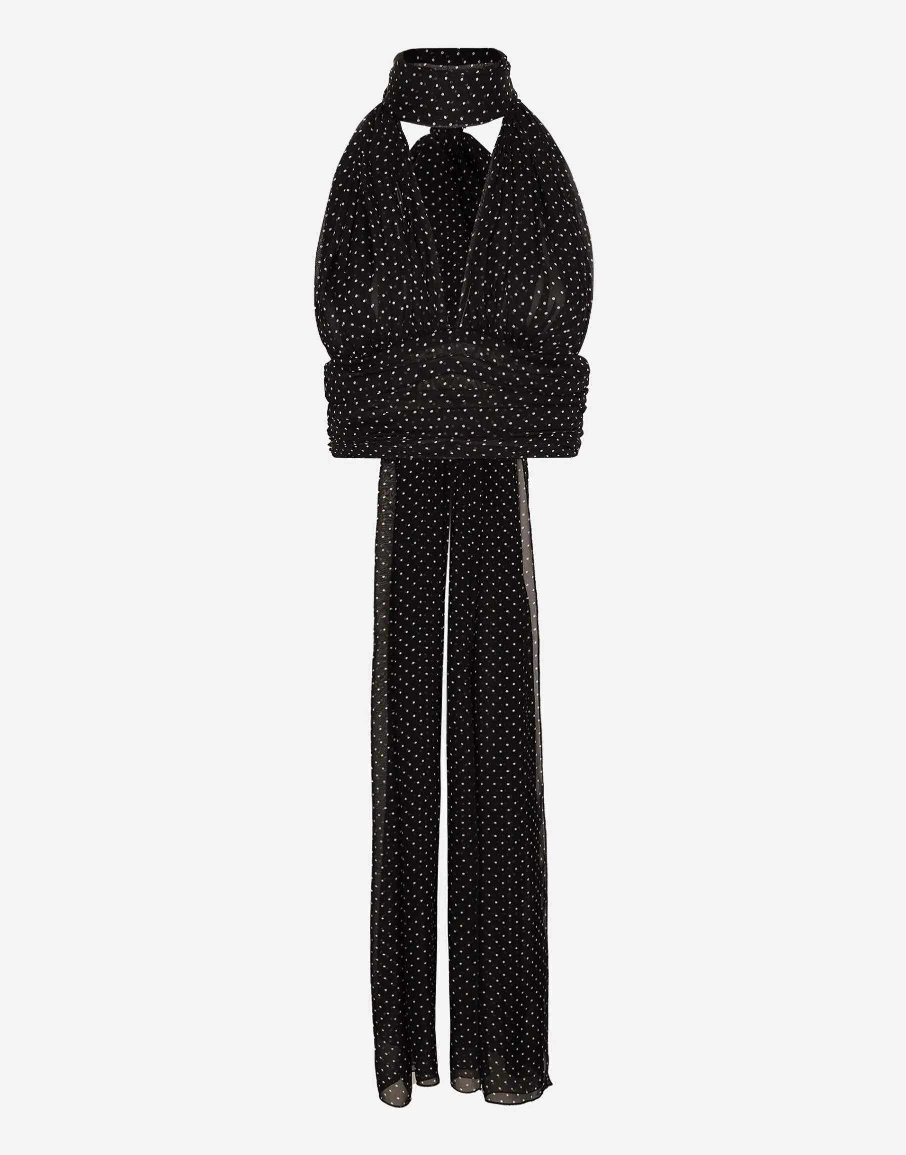 Chiffon top with polka-dot print and scarf detail