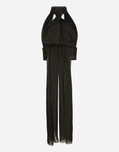 Chiffon top with polka-dot print and scarf detail