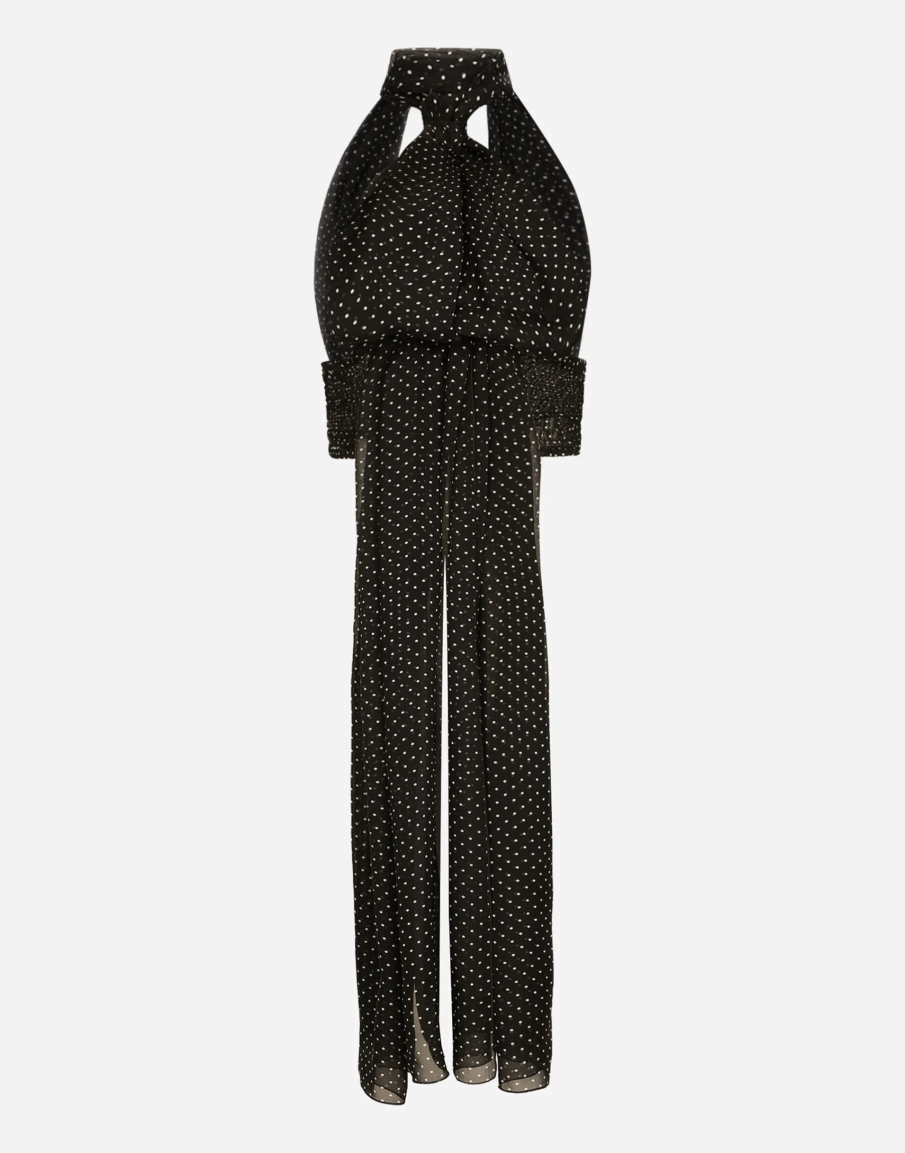 Chiffon top with polka-dot print and scarf detail