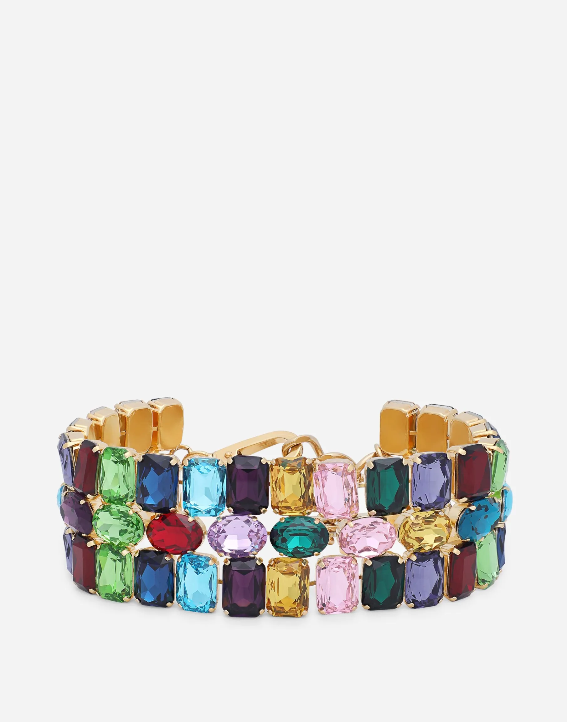 Choker with multi-colored rhinestones