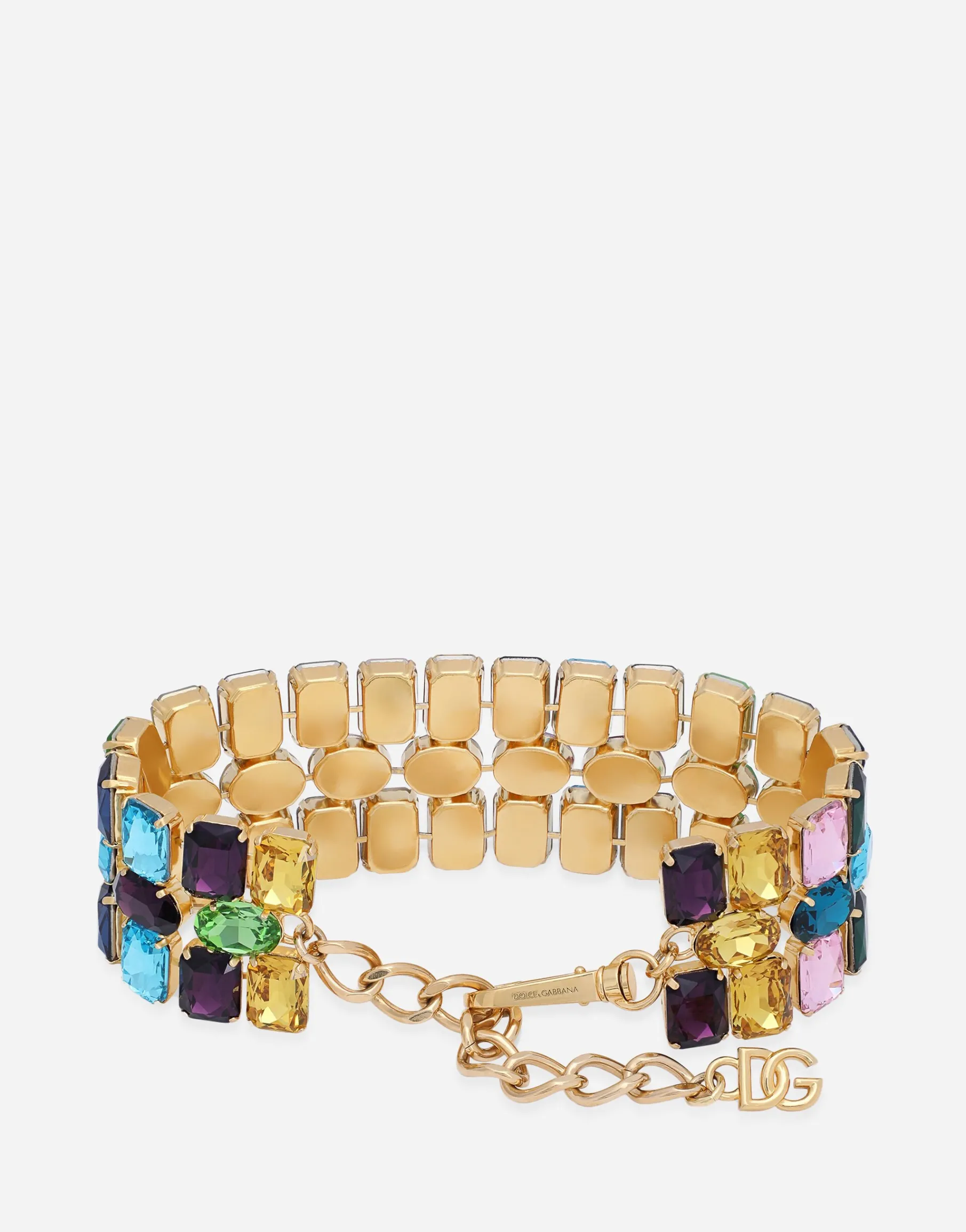 Choker with multi-colored rhinestones