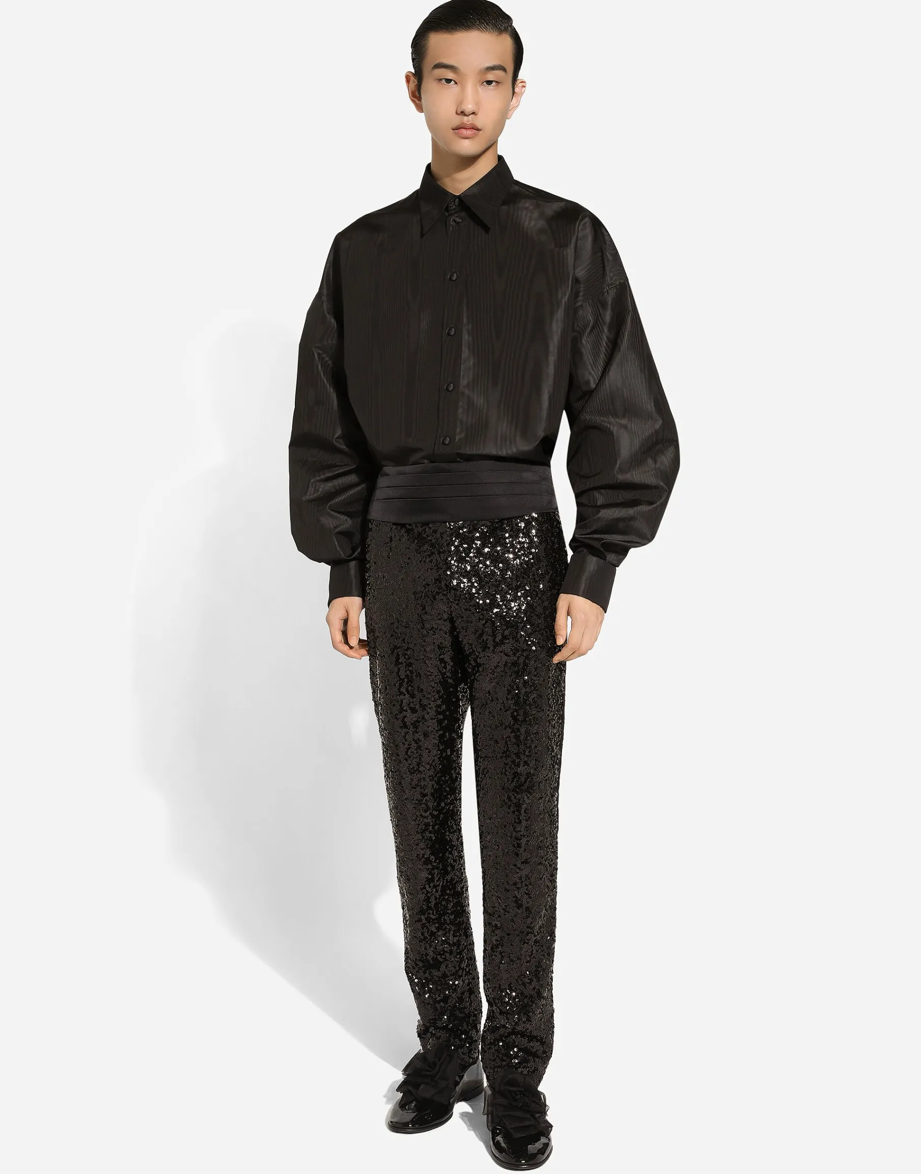 Classic tuxedo pants with sequins