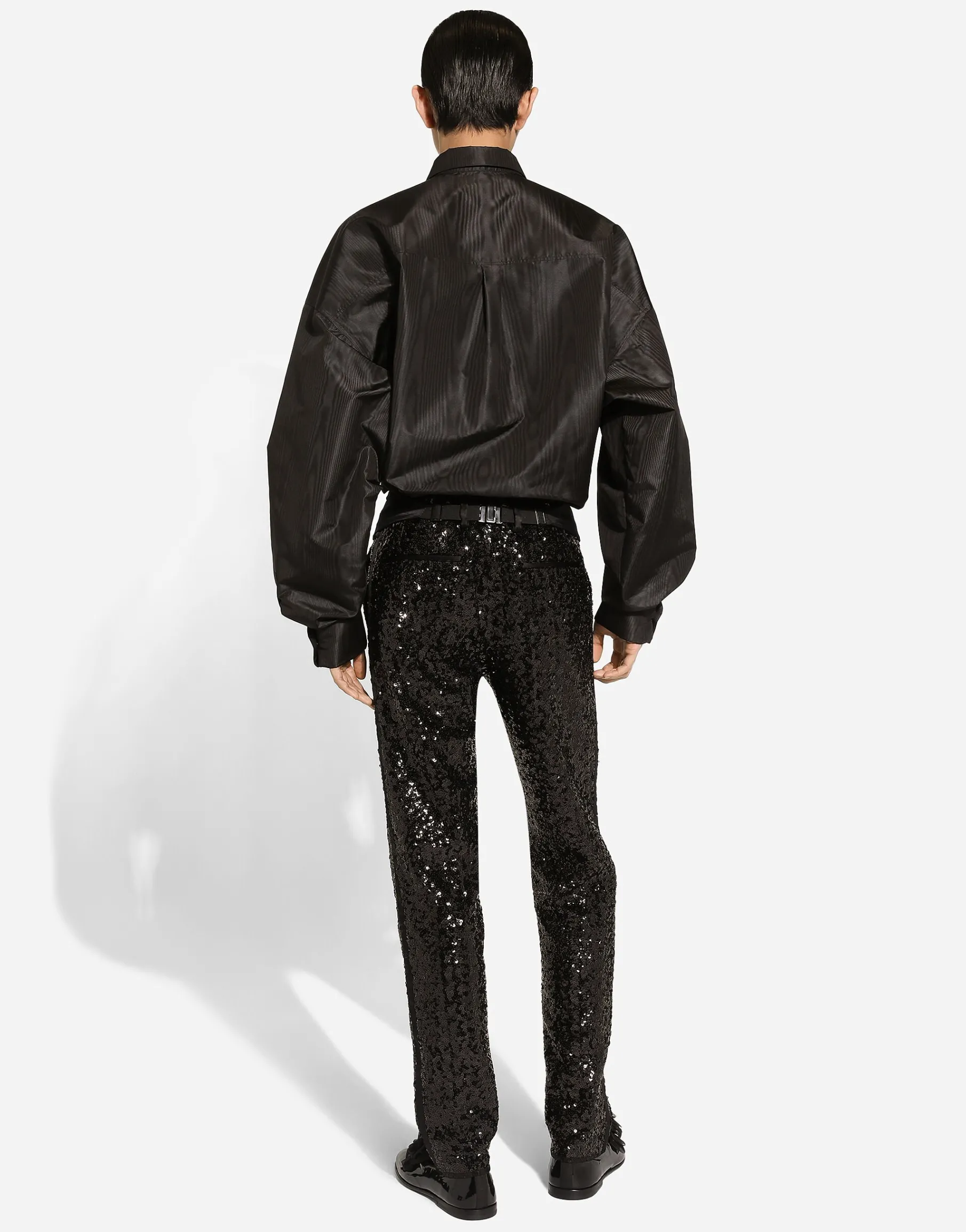 Classic tuxedo pants with sequins