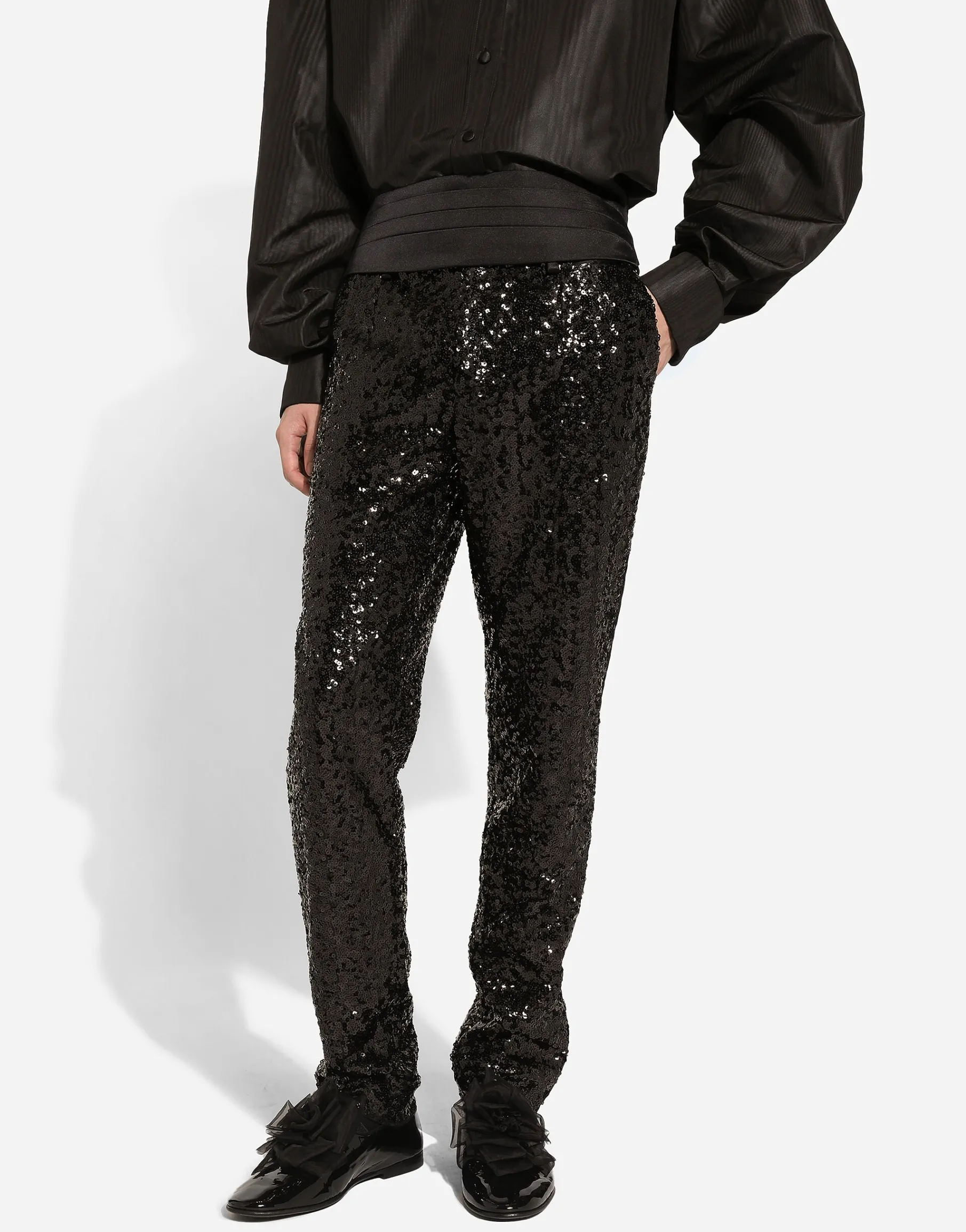 Classic tuxedo pants with sequins