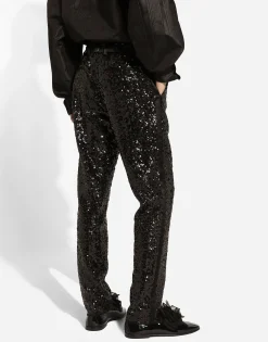 Classic tuxedo pants with sequins