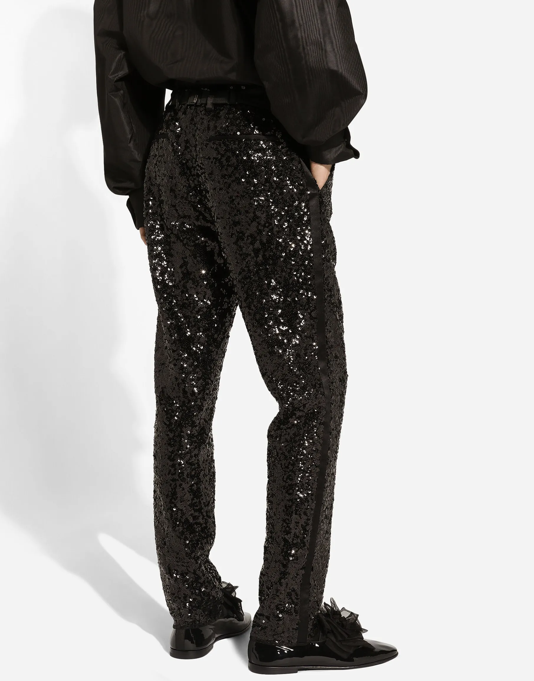 Classic tuxedo pants with sequins