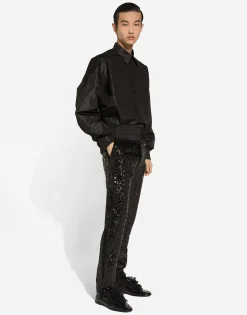 Classic tuxedo pants with sequins