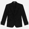 Classic wool two-button Sicilia-fit jacket with all-over fusible-rhinestone logo