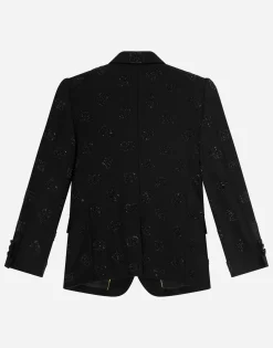 Classic wool two-button Sicilia-fit jacket with all-over fusible-rhinestone logo
