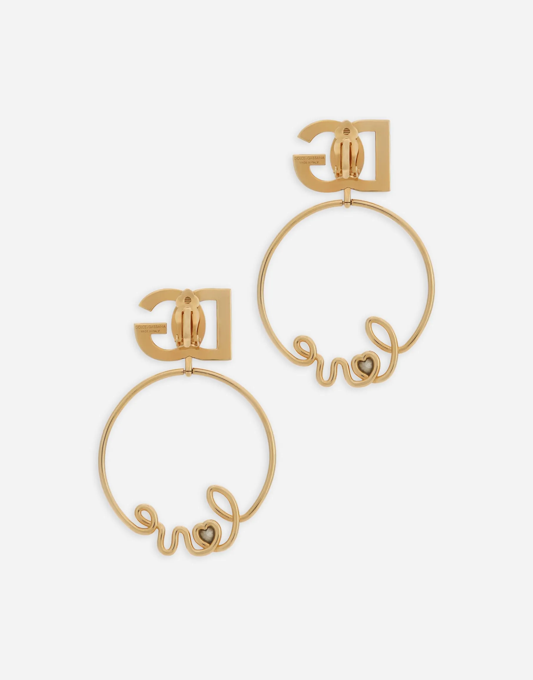 Clip-on “love” earrings with DG logo