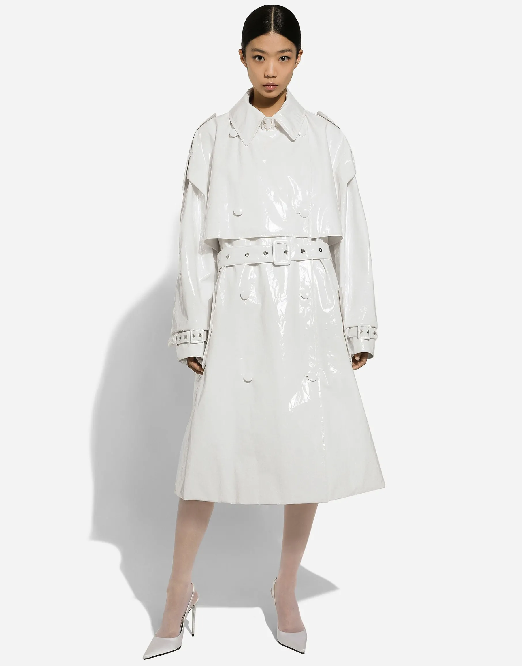 Coated cotton trench coat