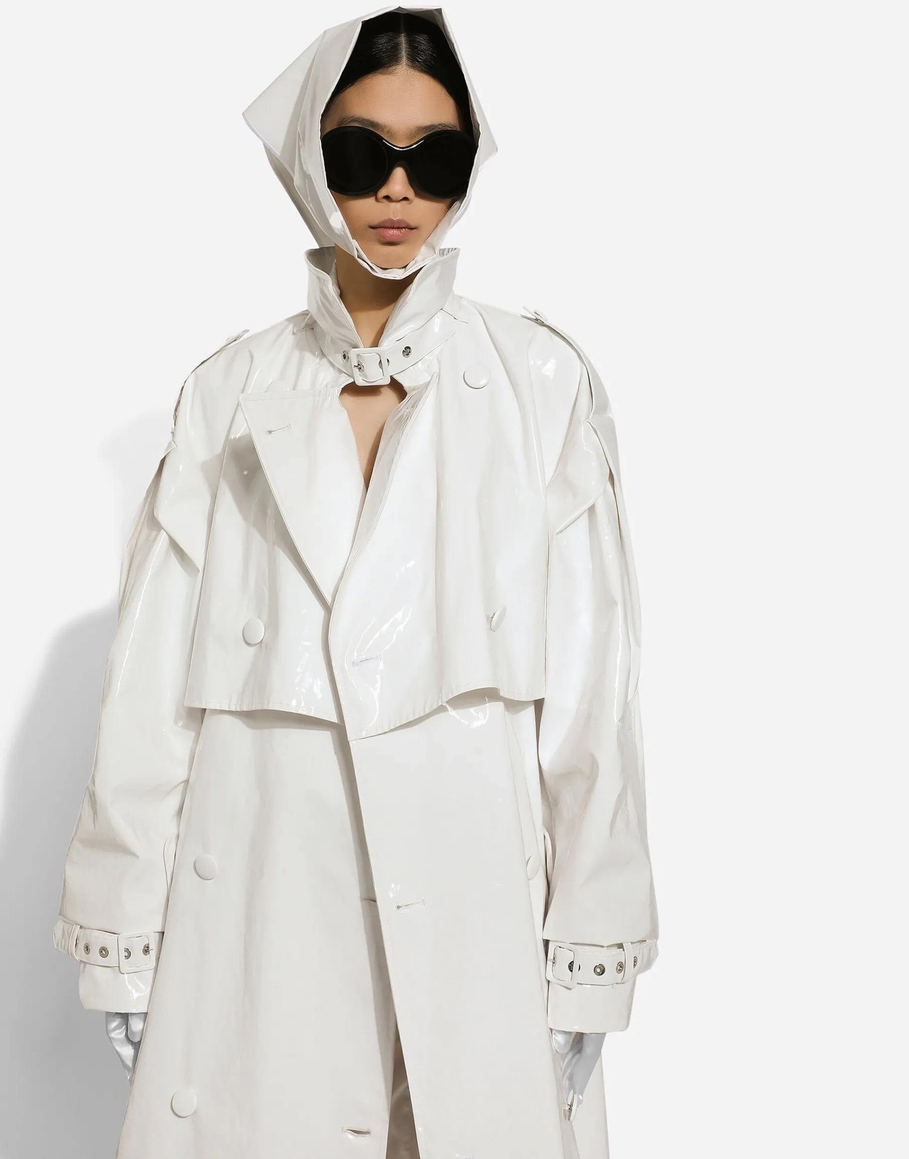 Coated cotton trench coat