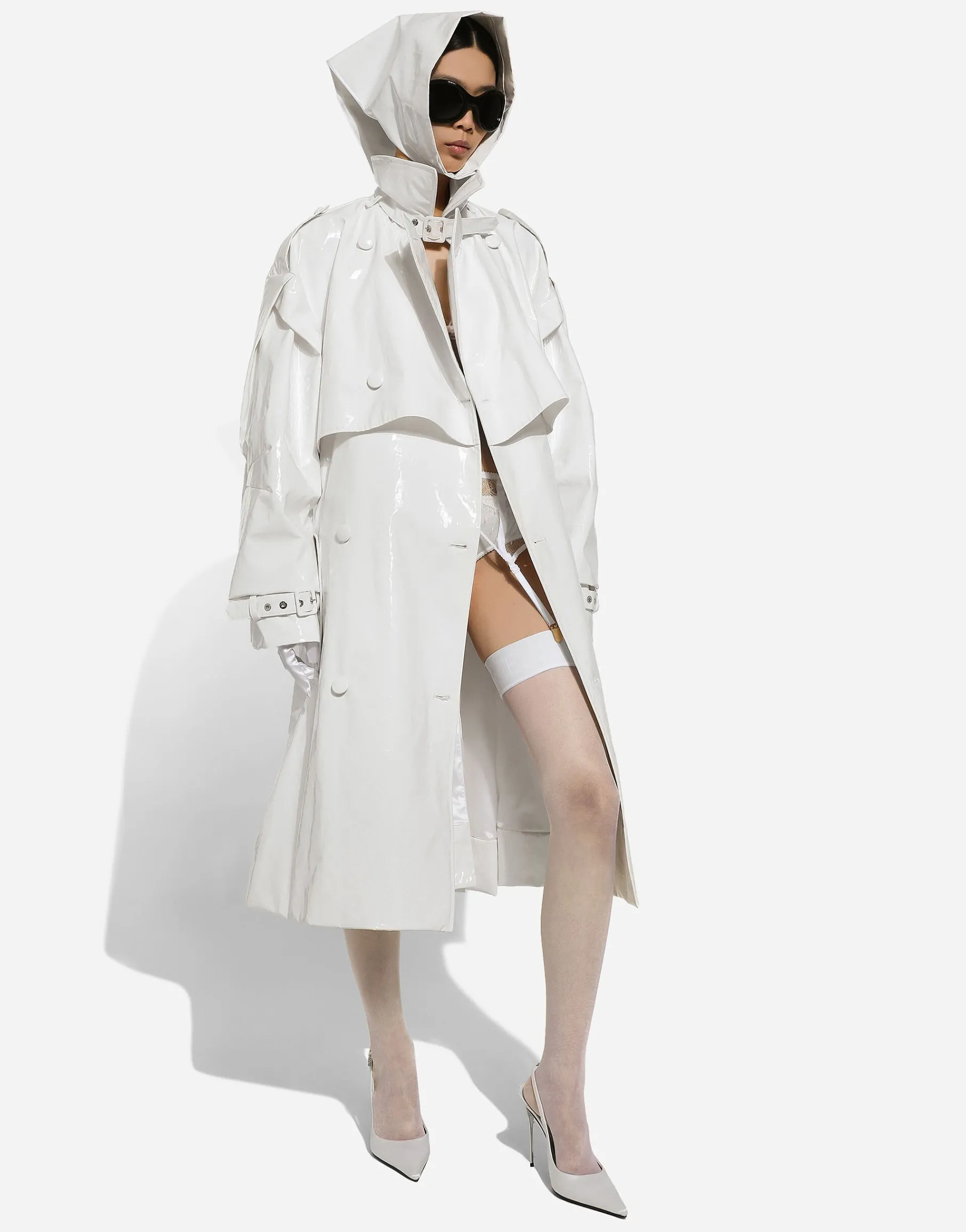 Coated cotton trench coat