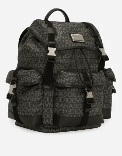 Coated jacquard backpack