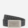 Coated jacquard belt with logo tag