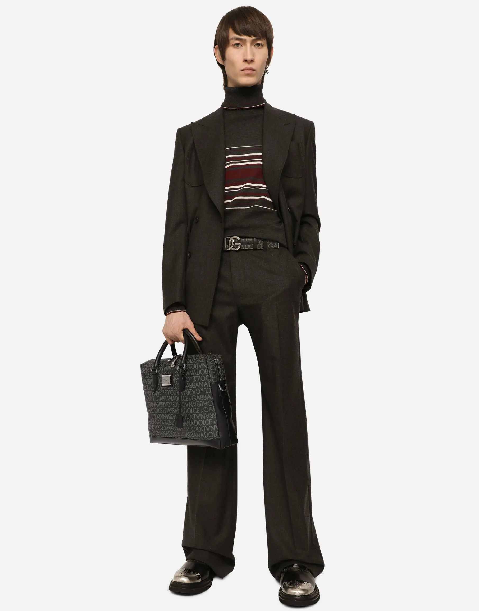 Coated jacquard briefcase