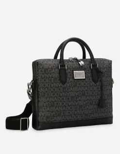 Coated jacquard briefcase