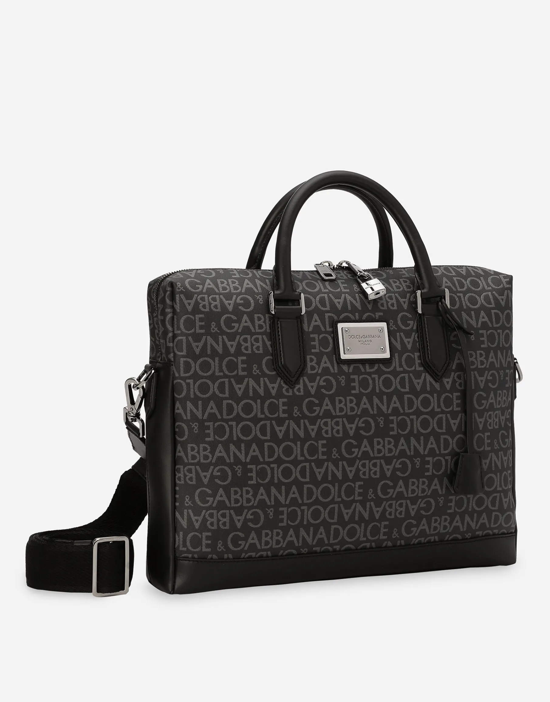 Coated jacquard briefcase