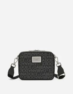 Coated jacquard crossbody bag