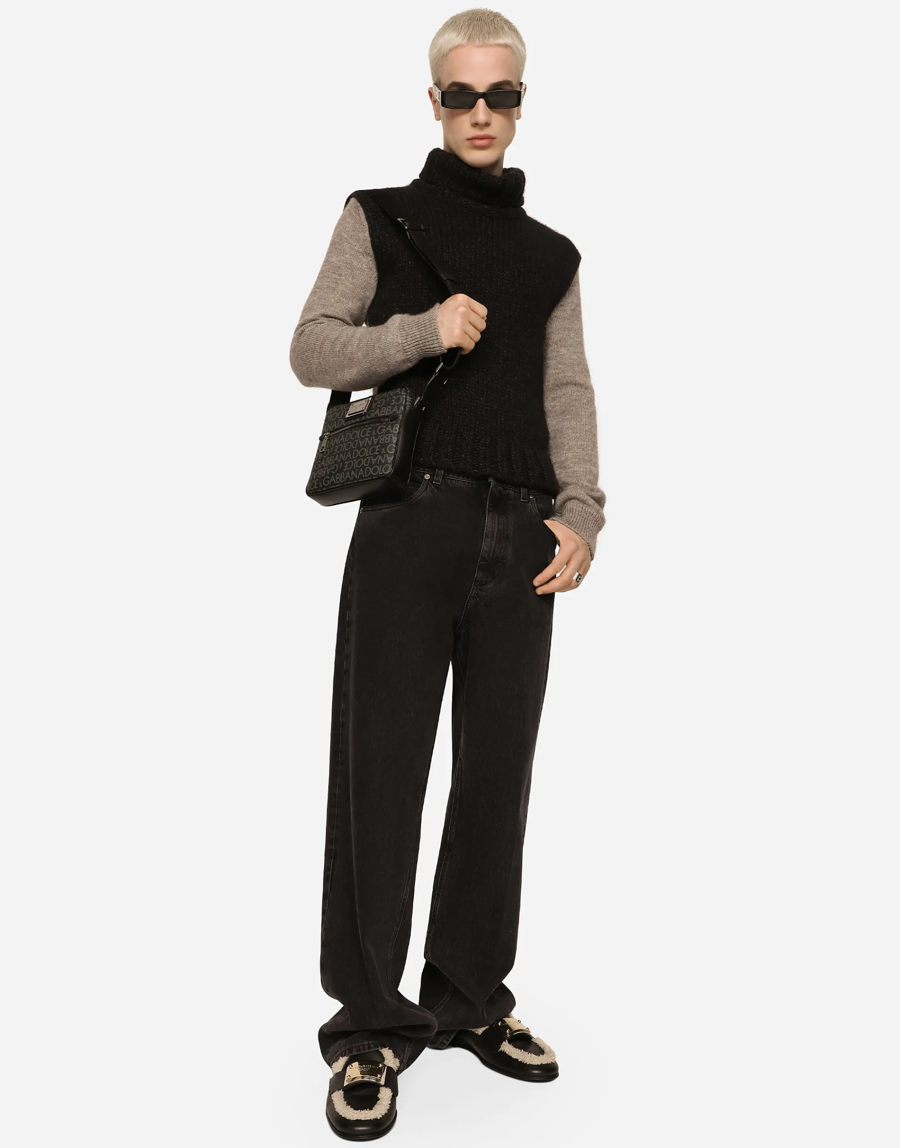 Coated jacquard crossbody bag