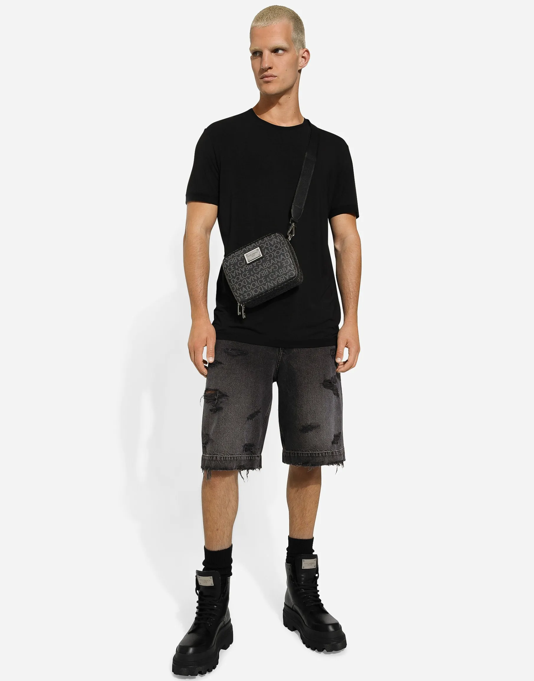 Coated jacquard crossbody bag