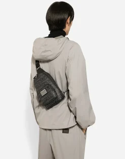 Coated jacquard crossbody backpack