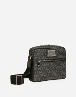 Coated jacquard crossbody bag
