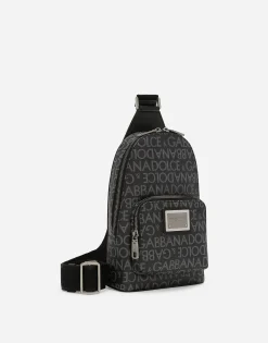 Coated jacquard crossbody backpack