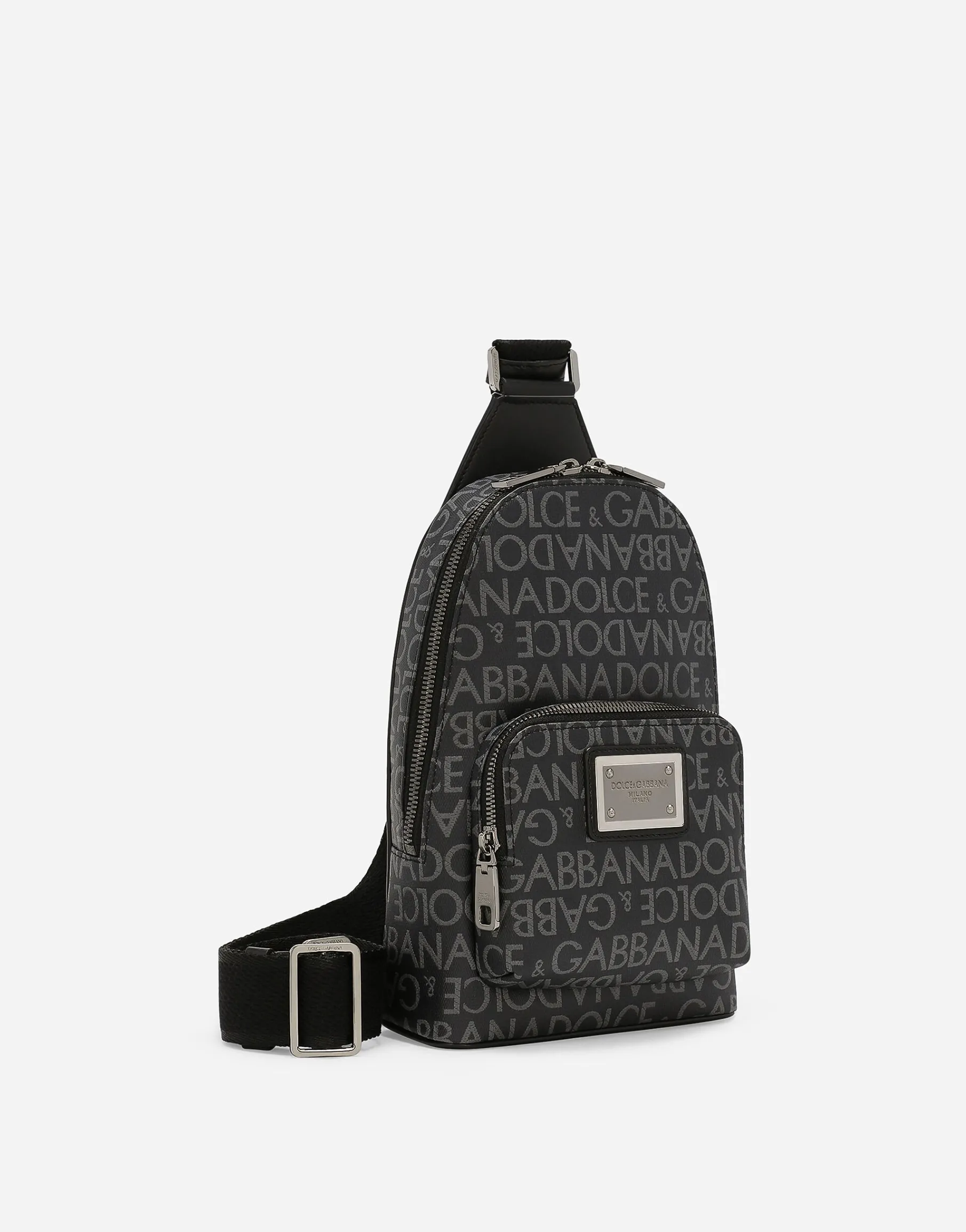 Coated jacquard crossbody backpack
