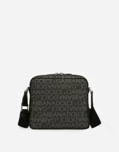 Coated jacquard crossbody bag
