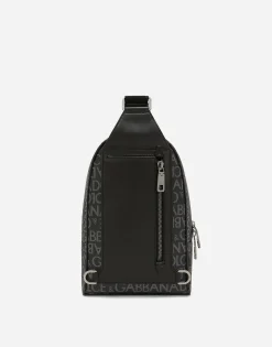 Coated jacquard crossbody backpack