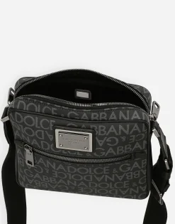 Coated jacquard crossbody bag