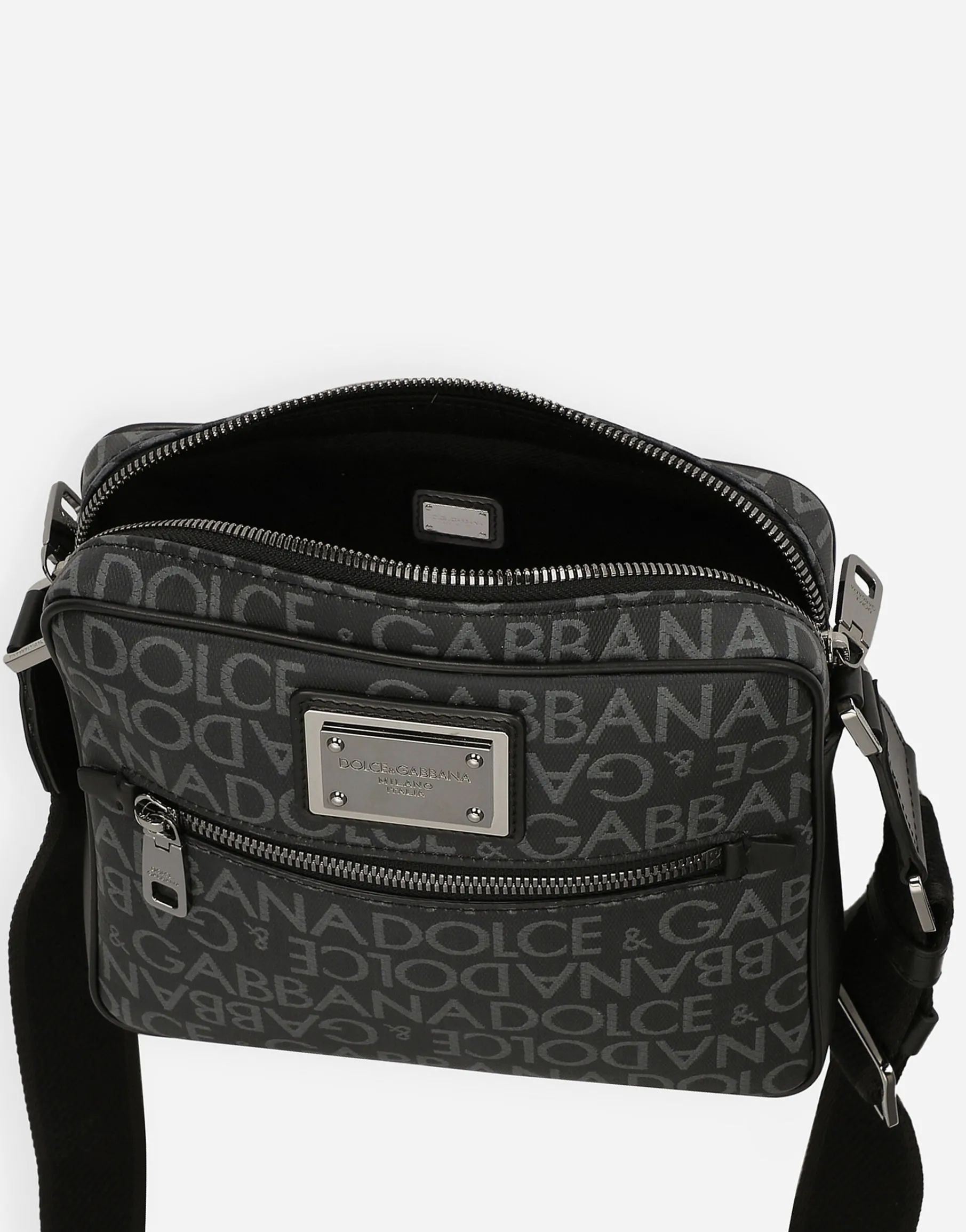 Coated jacquard crossbody bag
