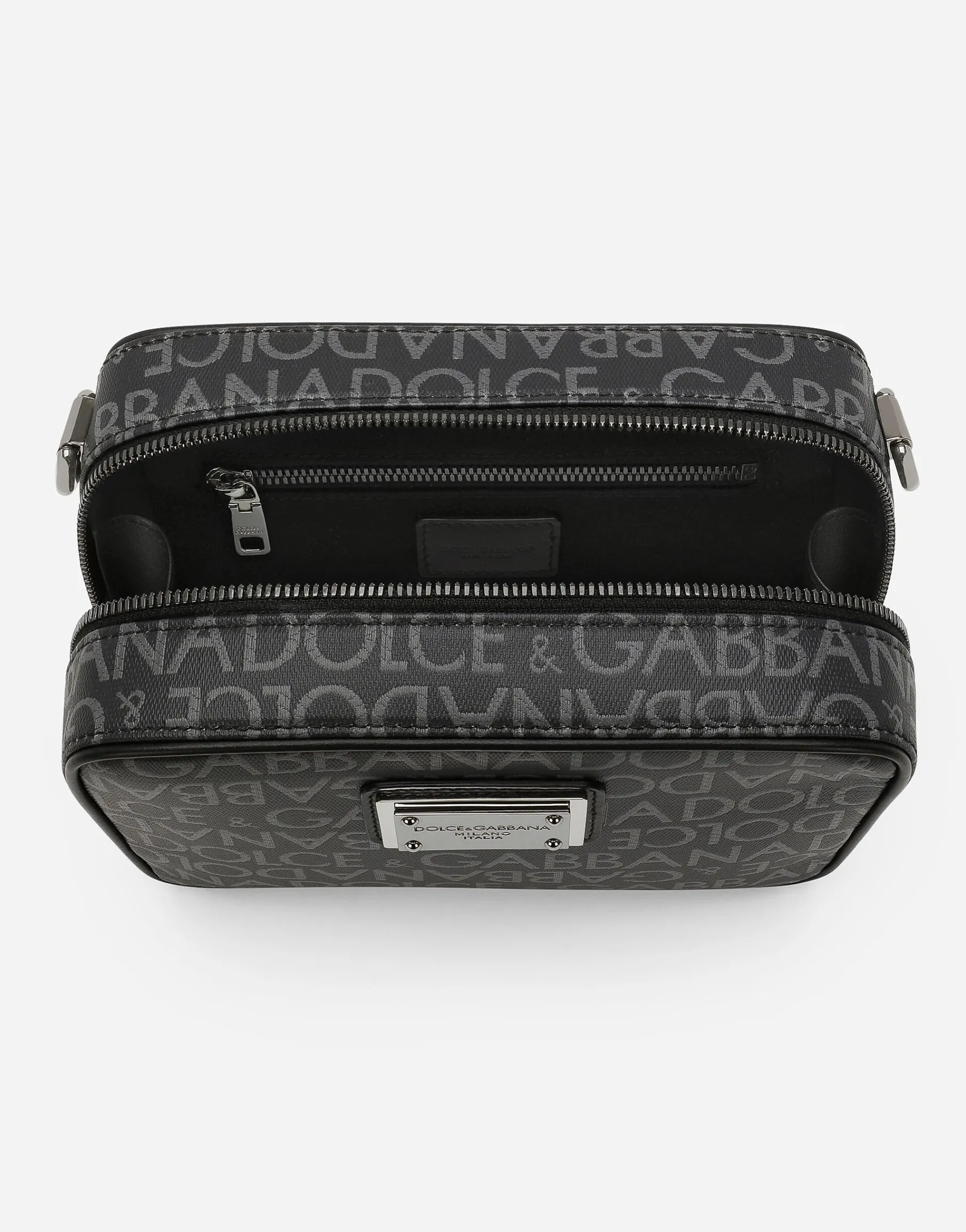 Coated jacquard crossbody bag