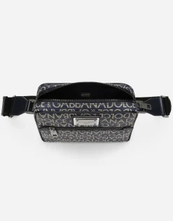 Coated jacquard crossbody bag