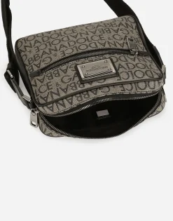Coated jacquard crossbody bag